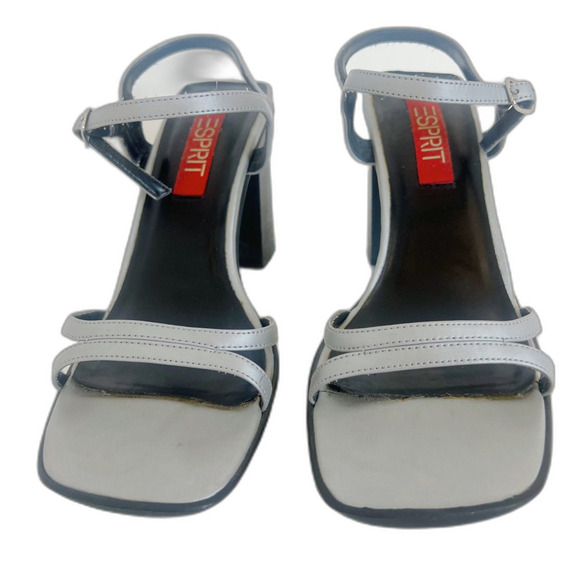 Vintage Espirit y2k 90s Square Toe Silver Chunky Heels Women's Size 8.5 - Picture 8 of 8